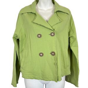 NTCO Nomadic Traders Womens Green Knit Stretch Cotton Lightweight Jacket sz S